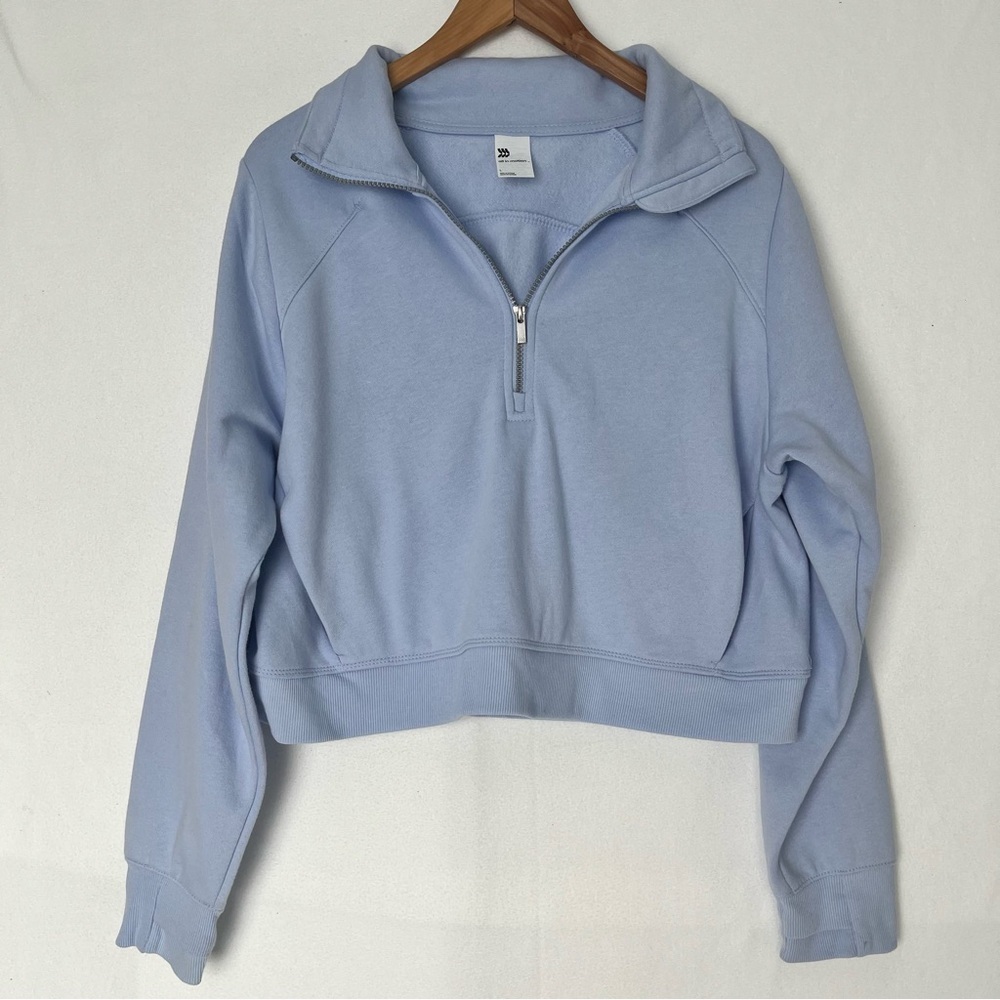 All in Motion Women's Sweatshirt Half-Zip Sky Blue Casual Cozy Activewear Sz L